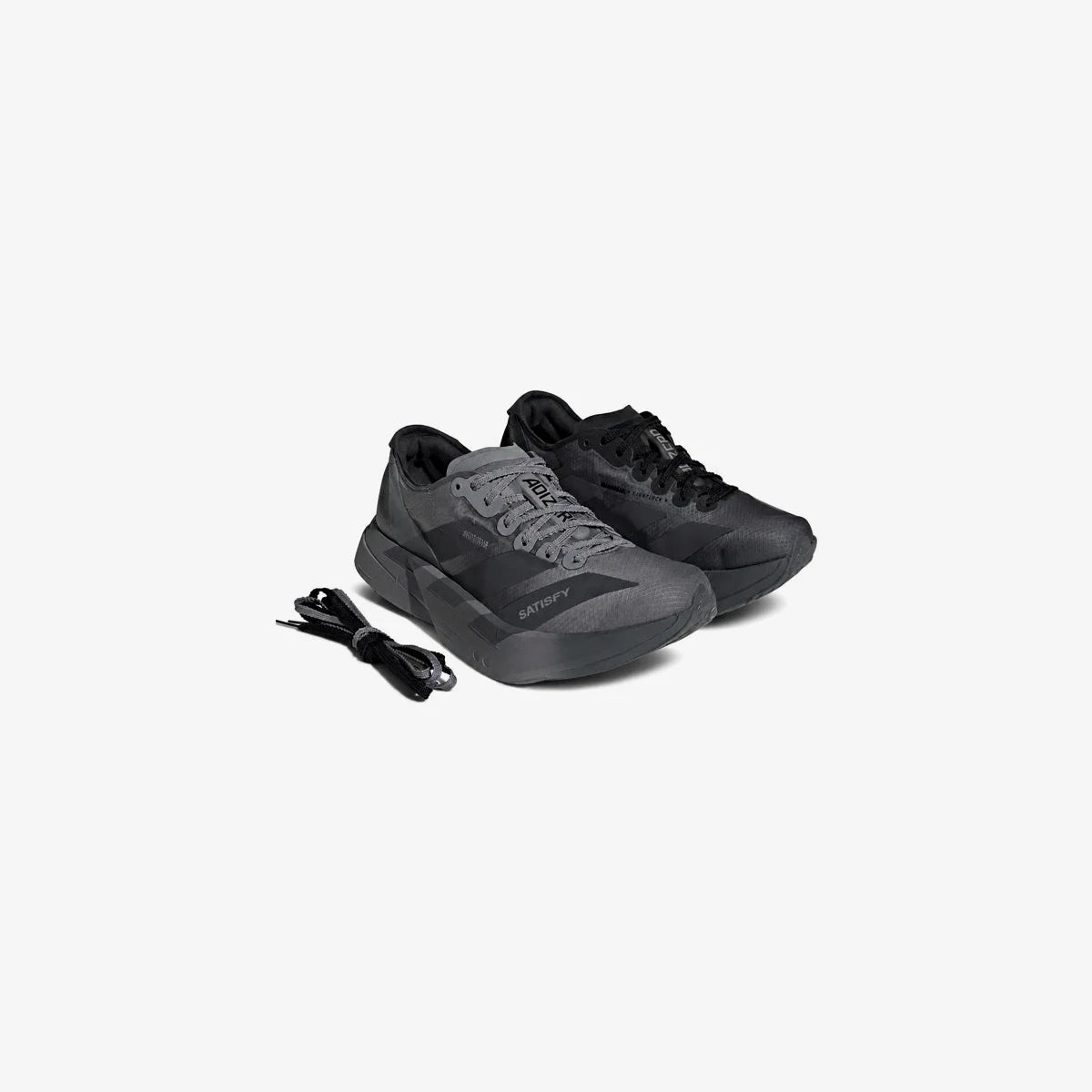 Satisfy x adidas Adizero Adios Pro 4 Core Black Grey Five Grey Three