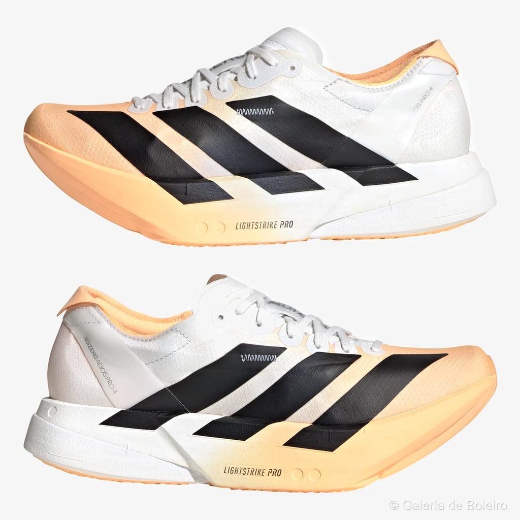 Adidas Tênis Corrida Adizero Adios Pro 4 Acid Branco e Laranja