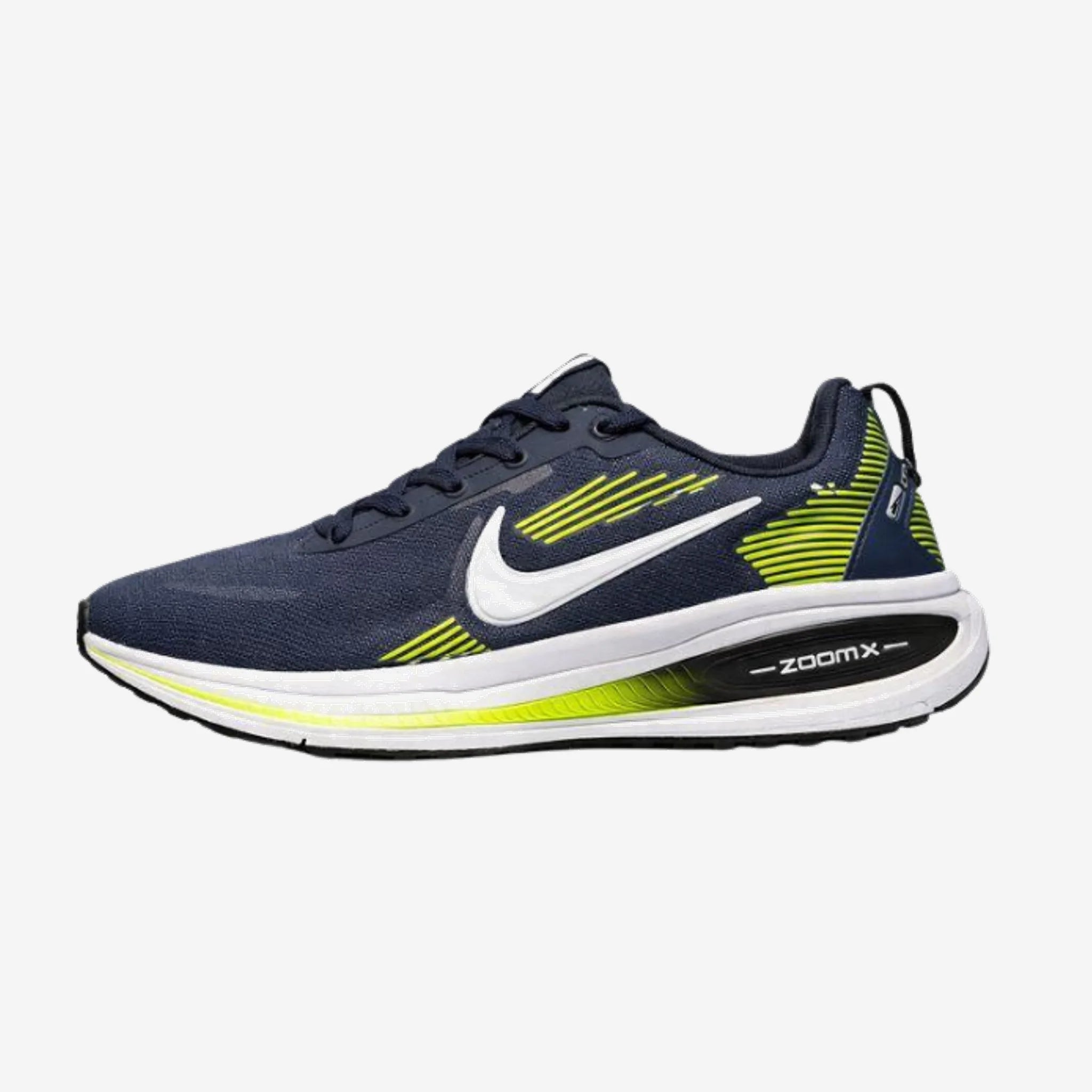 Tênis ZoomX Azul Marinho com Verde Neon – Performance Que Acelera o Visual