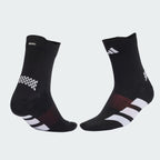Meia Adidas DE Cano Médio para Corrida Adizero Preto E Branco