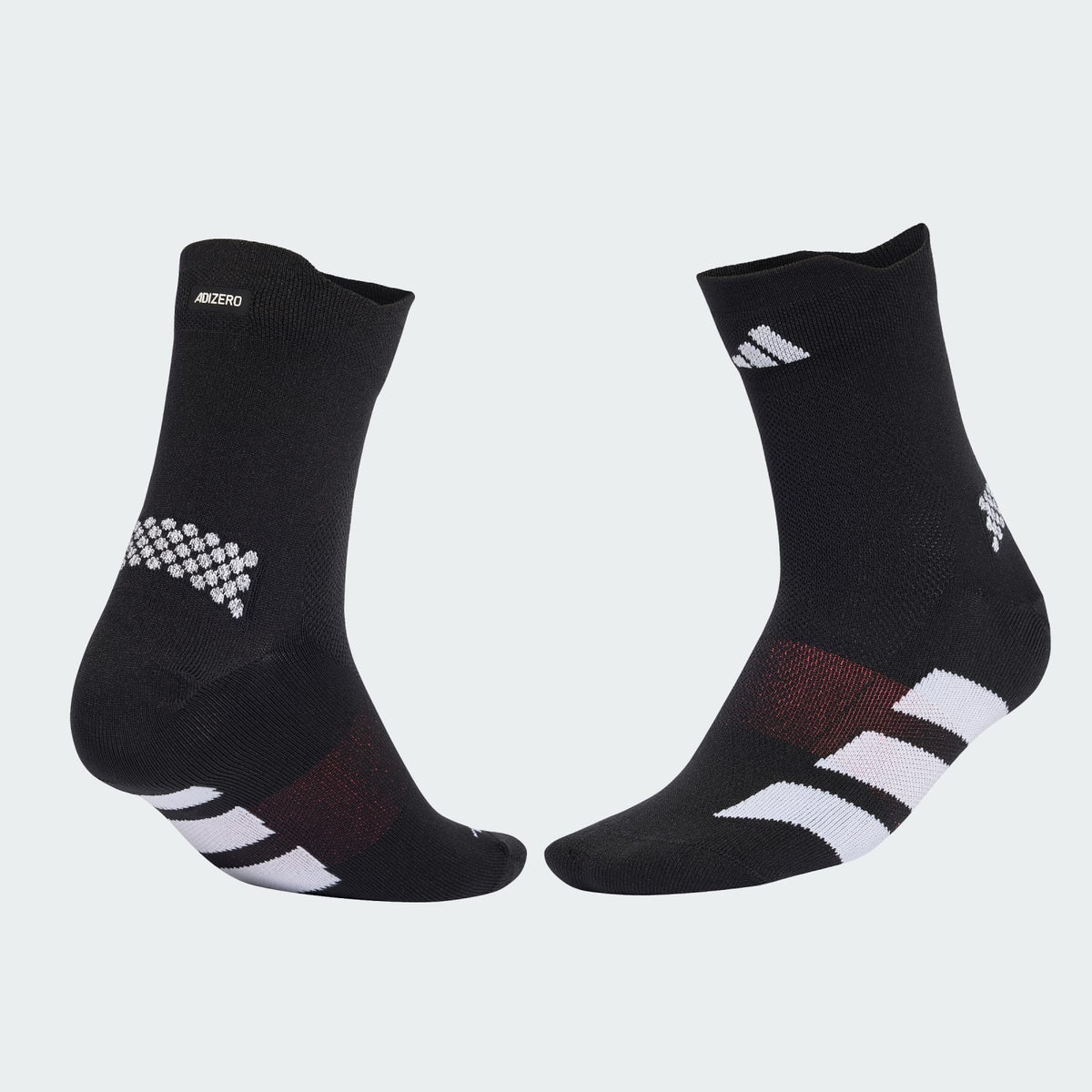 Meia Adidas DE Cano Médio para Corrida Adizero Preto E Branco