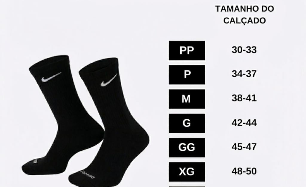 Meia Nike Everyday Lightweight (3 Pares) Preto