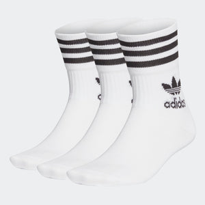 Meias Adidas Cano Médio 3 Pares Branco e Preto