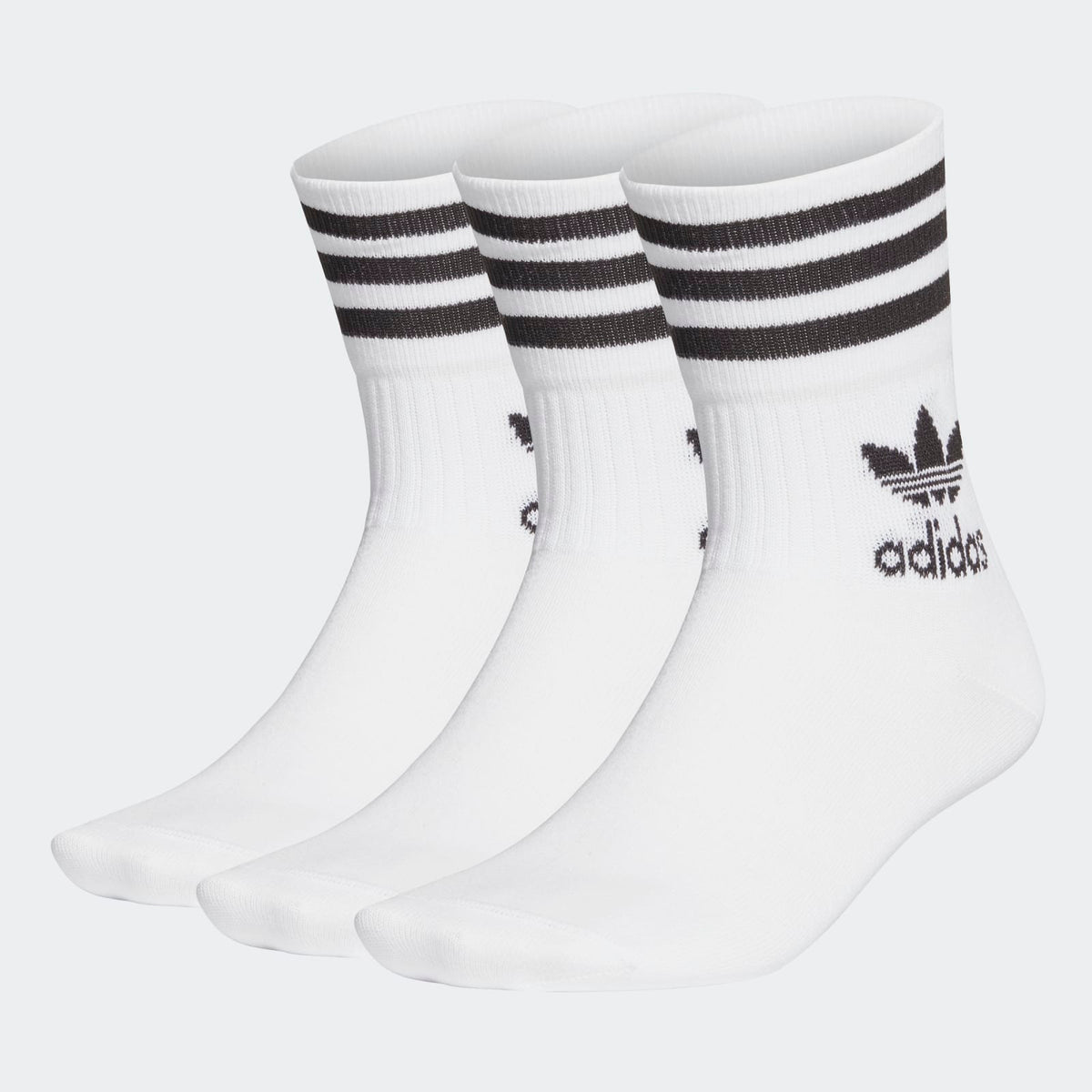 Meias Adidas Cano Médio 3 Pares Branco E Preto